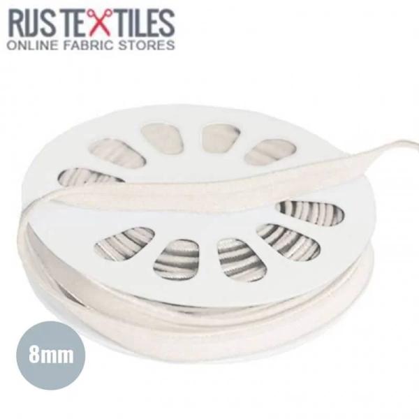 elastisches Glanz-Paspelband Breite 8 mm Ecru